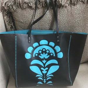 Vera Bradley Black and Turquoise Laser Cut Tote